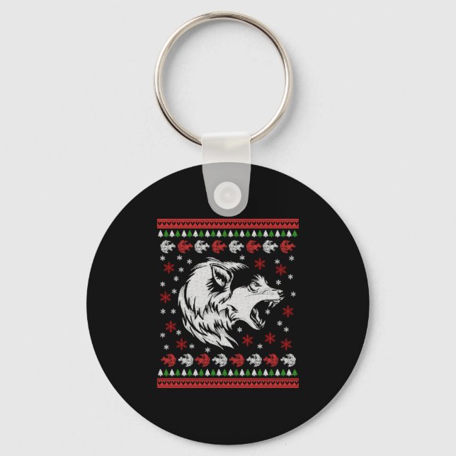 Wolf Christmas  Keychain (Front)
