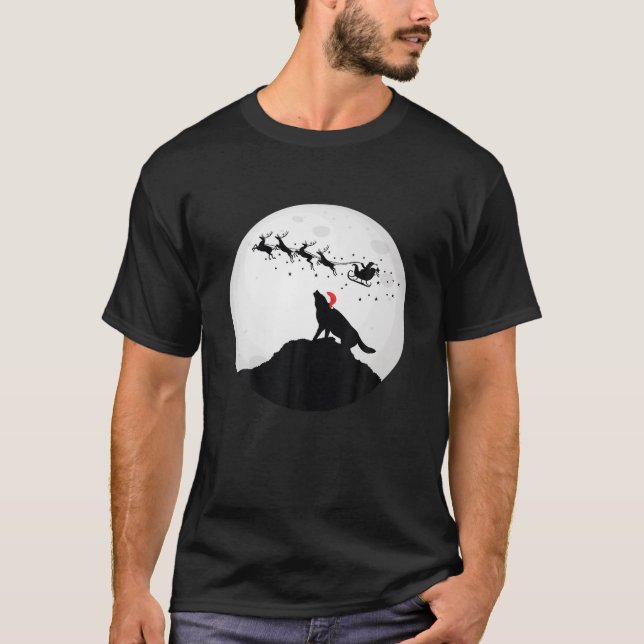 Wolf Christmas S Santa Hat Wolves Pajama T-Shirt (Front)