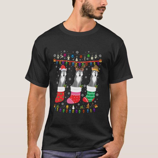 Wolf Christmas Socks Ugly Christmas Sweater Pajama (Front)