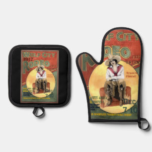 "Wolf City, Texas Rodeo" Oven Mitt & Pot Holder Set
