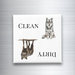 Wolf Clean Dirty Dishwasher Magnet<br><div class="desc">This design was created though digital art. It may be personalized in the area provide or customizing by choosing the click to customize further option and changing the name, initials or words. You may also change the text colour and style or delete the text for an image only design. Contact...</div>