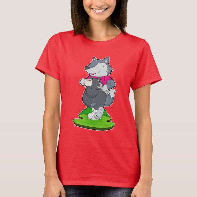 Wolf Coffee Cup T-Shirt (Front)