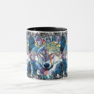 Wolf Coffee Mug - Retro Wolf Polygon