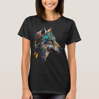 Wolf Colourful Animal Print Artwork Polygon Wolf 1 T-Shirt