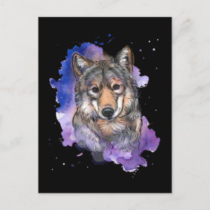Wolf Colourful Dog Lover Postcard