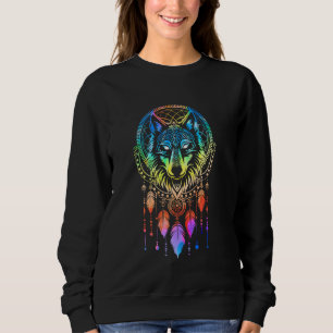 Wolf Colourful Dreamcatcher Animal Lovers Boys Gir Sweatshirt