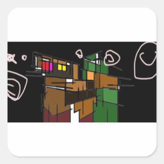 Wolf cool draw square sticker