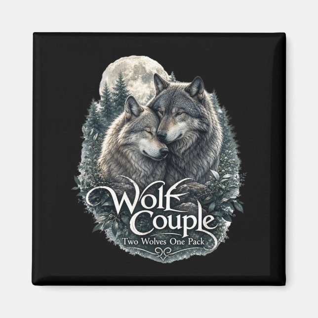 Wolf Couple Graphic Funny Wolf Lovers Wildlife Magnet (Front)