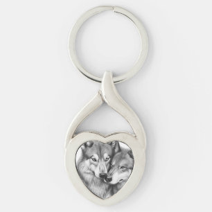 Wolf Couple Keychain