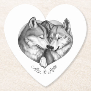 Wolf Couple Paper Coaster