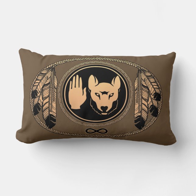 Wolf Coussin Art autochtone Wolf Coussins du drape (Recto)
