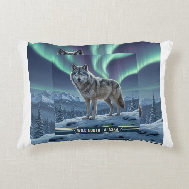 Wolf Coussin 🐺 ❄️ | Décor intérieur Northern Ligh (Devant)