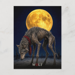 Wolf Cravat gothic Surreal Postcard