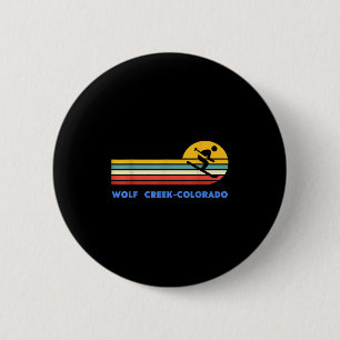 Wolf Creek Colorado Skiing Skier Ski Retro Sunset  2 Inch Round Button