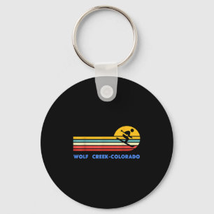 Wolf Creek Colorado Skiing Skier Ski Retro Sunset Keychain