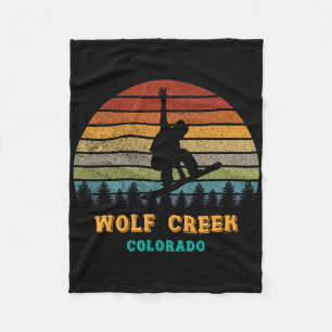 Wolf Creek Colorado Vintage Sunset Snowboarding Sn Fleece Blanket