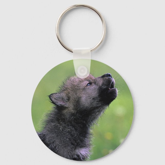 Wolf Cub Howling Keychain (Front)