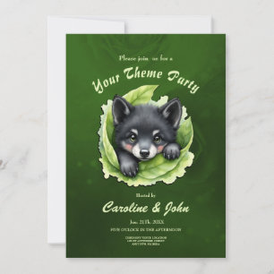 Wolf cub in the green: invitation