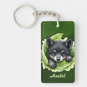 Wolf cub in the green: keychain