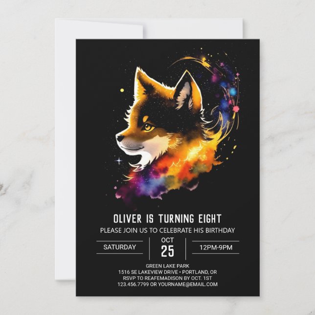 Wolf Cub's Enchanted Howling Birthday Invitation (Front)