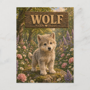 Wolf Cute Baby Storybook Nursery Animal Postcard