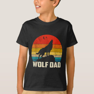 Wolf Dad Howling Vintage Sunset Wolves Lovers Fath T-Shirt