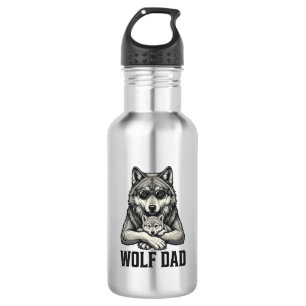 Wolf Dad Vintage Engraving Vector T-Shirt Design_1 532 Ml Water Bottle