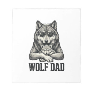 Wolf Dad Vintage Engraving Vector T-Shirt Design_1 Notepad