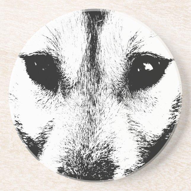 Wolf Dessous de verre Husky Wolf Dog Art Dessous d (Devant)