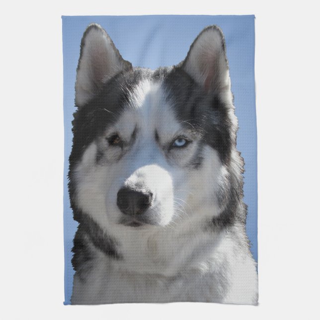 Wolf Dog Towel Husky Malamute Tea Towel (Vertical)