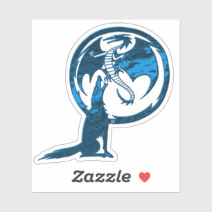 Wolf & Dragon blue contour sticker