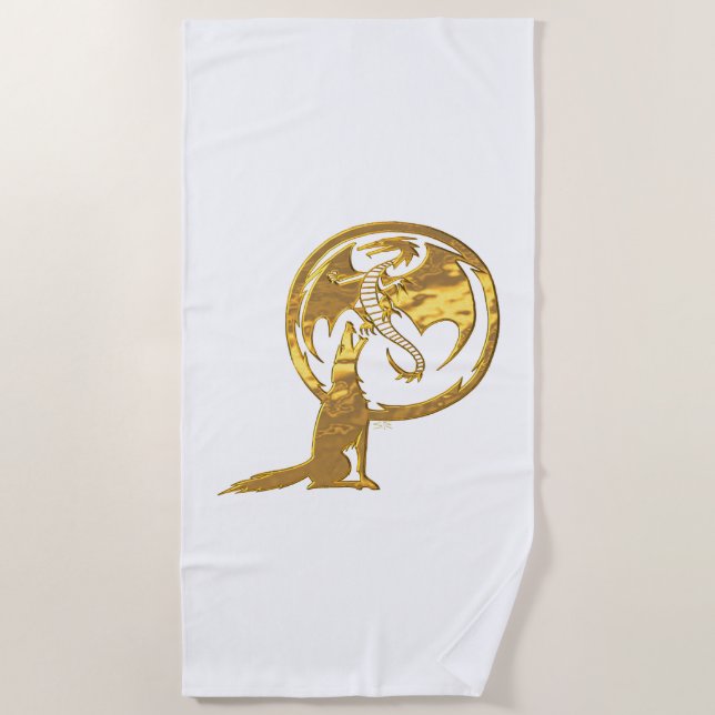 Wolf & Dragon Gold beach towel (Front)