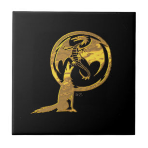 Wolf & Dragon gold black small tile