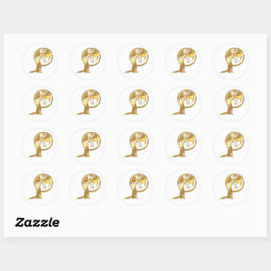 Wolf & Dragon gold white round stickers