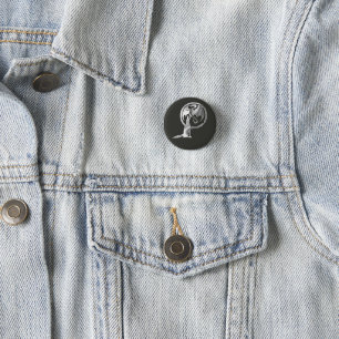 Wolf & Dragon silver black button