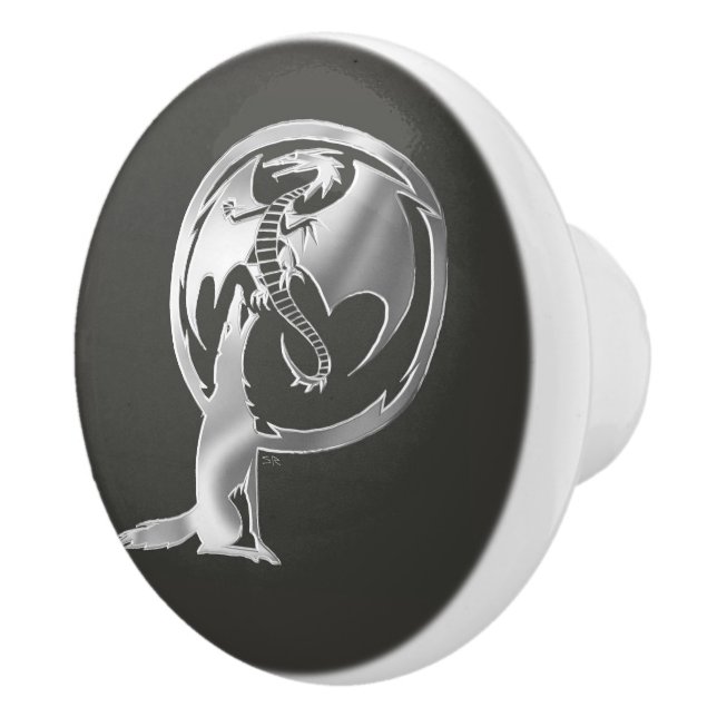 Wolf & Dragon Silver ceramic kob Ceramic Knob (Right)