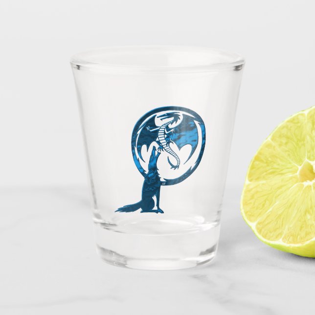 Wolf & Dragon, verre de tir bleu (Devant)
