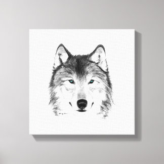 Wolf Drawing, Graphite Canvas Print