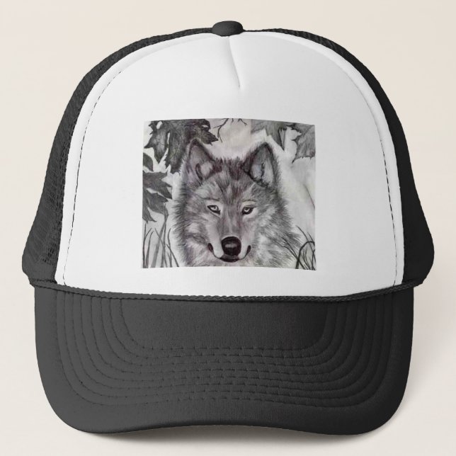 Wolf Drawing Trucker Hat (Front)