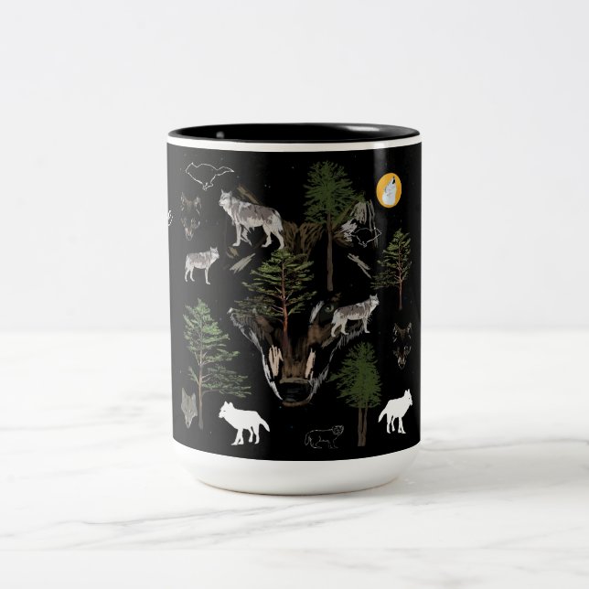 Wolf Dream Two-Tone Coffee Mug (Center)