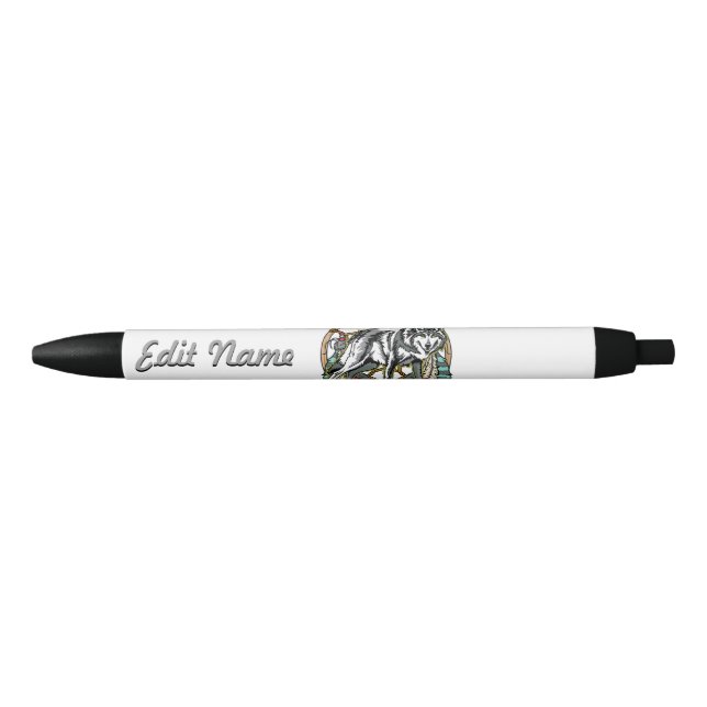 Wolf Dreamcatcher Black Ink Pen (Front)