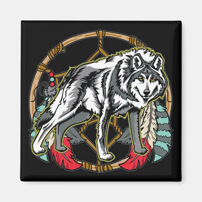 Wolf Dreamcatcher Magnet (Front)