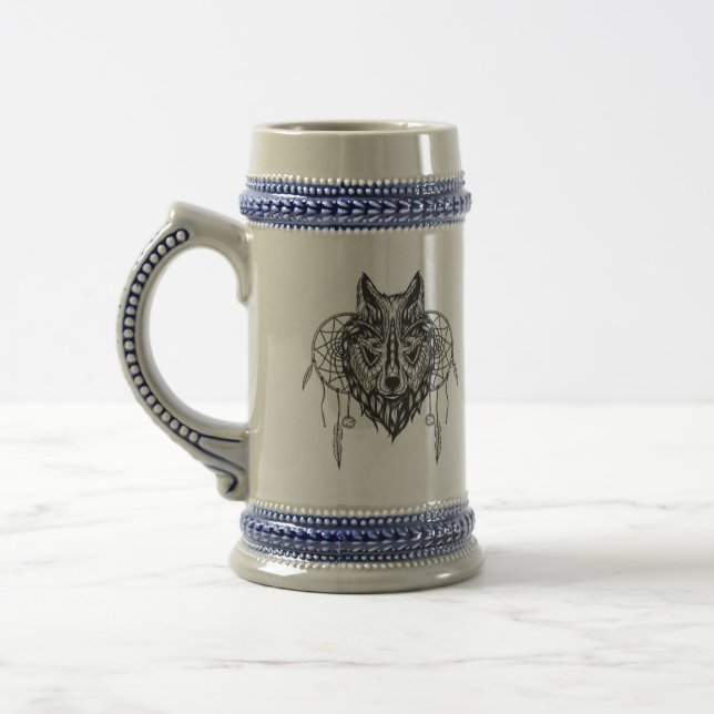 Wolf & Dreamcatcher Stein (Left)