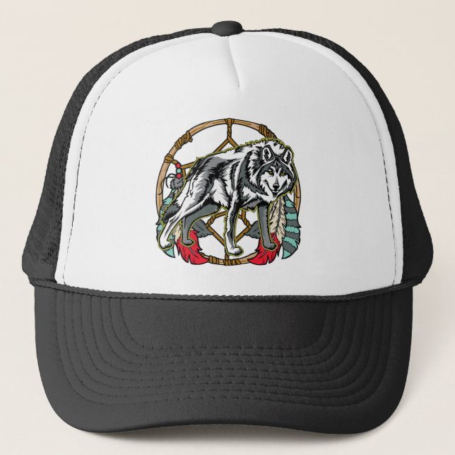 Wolf Dreamcatcher Trucker Hat (Front)