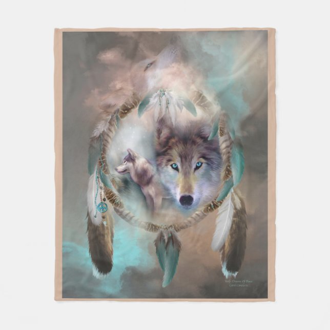 Wolf - Dreams Of Peace Art Fleece Blanket (Front)