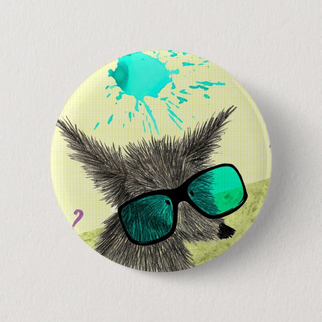 "Wolf Dude" 2 Inch Round Button (Front)