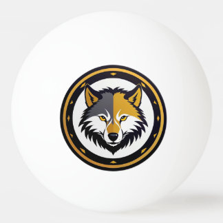 Wolf Emblem Logo With Golden Circle Ping Pong Ball
