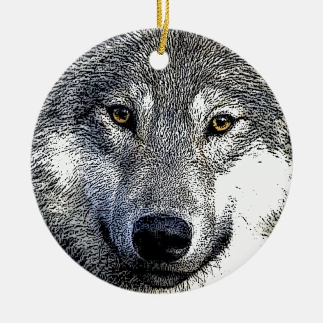 Wolf Eyes Artwork Ceramic Ornament (Front)