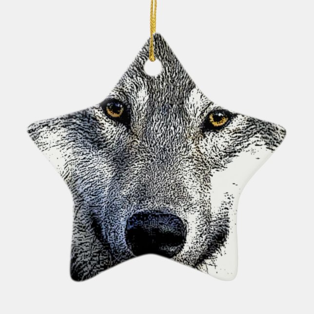Wolf Eyes Artwork Ceramic Ornament (Front)
