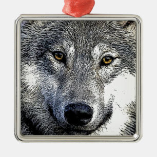 Wolf Eyes Artwork Metal Ornament